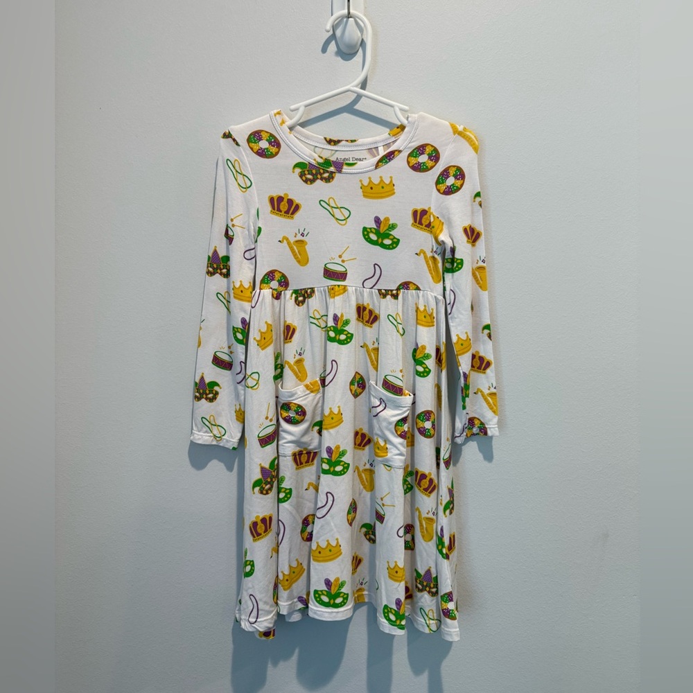 Angel Dear White Mardi Gras Twirly Dress 4T